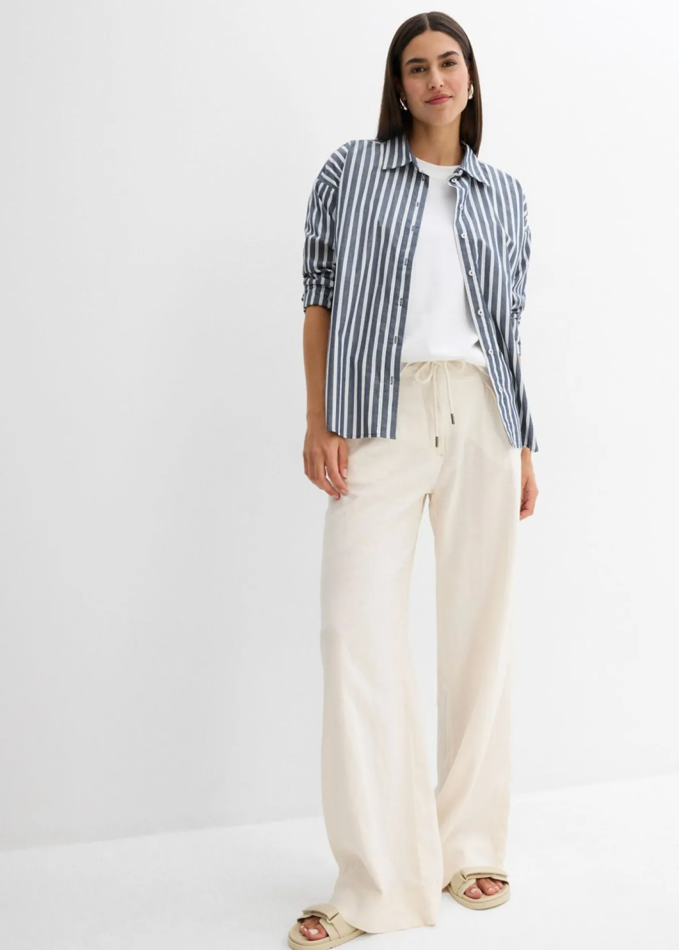 Pantalón paperbag de ligera mezcla de lino