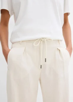 Pantalón paperbag de ligera mezcla de lino