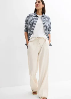 Pantalón paperbag de ligera mezcla de lino