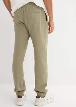 Pantalón sin cierre de muselina con corte regular y tapered