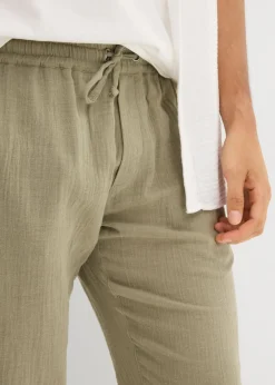 Pantalón sin cierre de muselina con corte regular y tapered