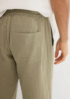 Pantalón sin cierre de muselina con corte regular y tapered