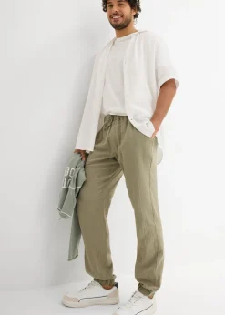 Pantalón sin cierre de muselina con corte regular y tapered
