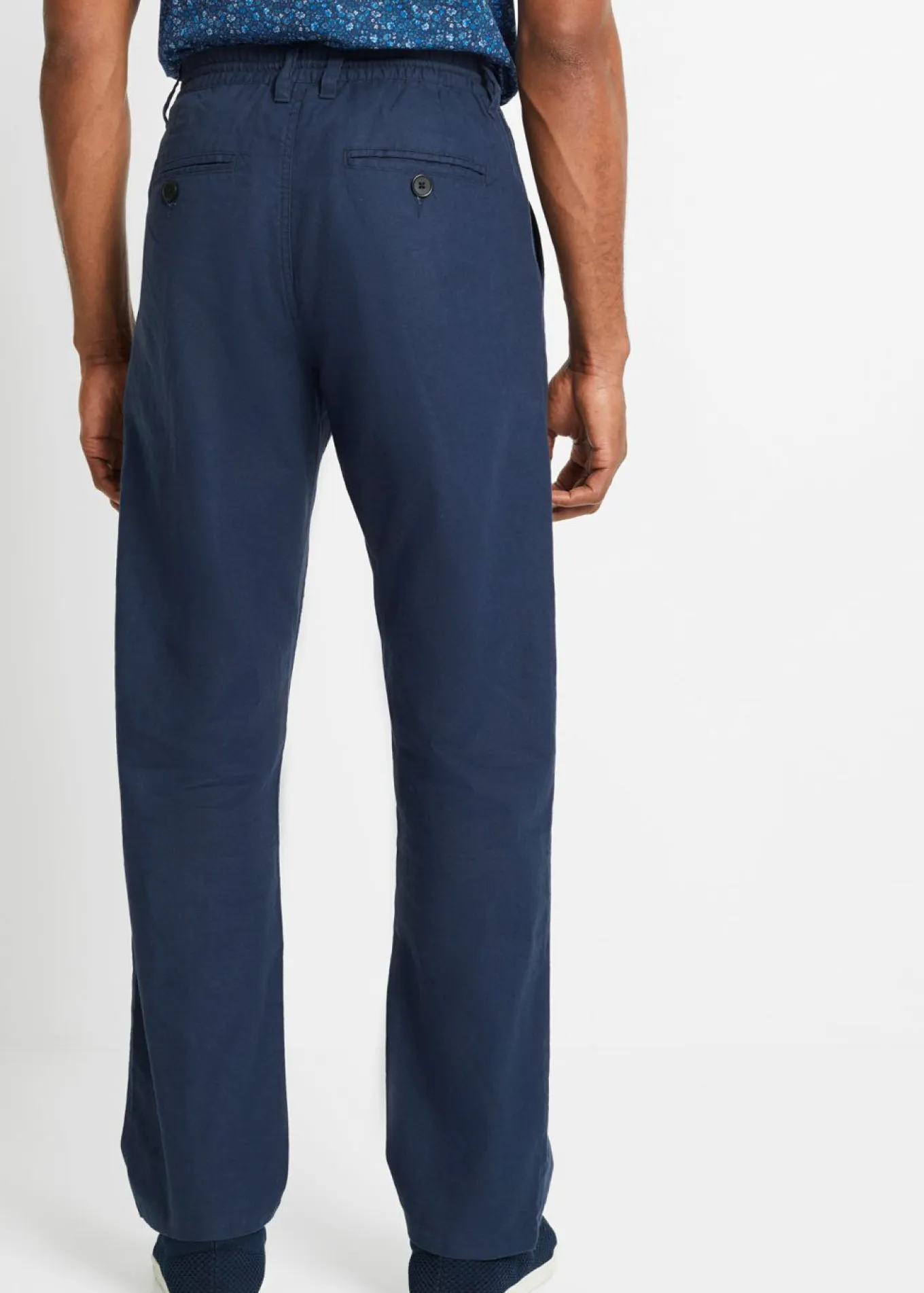 Pantalón sin cierre straight, relaxed fit, de mezcla de lino ligera