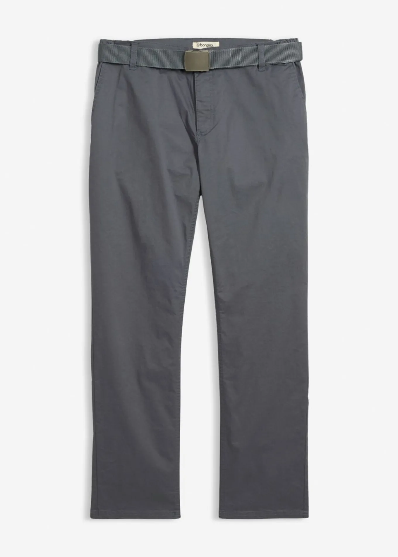 Pantalón tipo chino con corte regular, cinturilla elástica, cinturón y forma recta