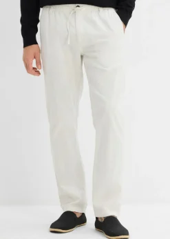 Pantalón tipo chino de mezcla de lino ligero con corte regular y forma recta