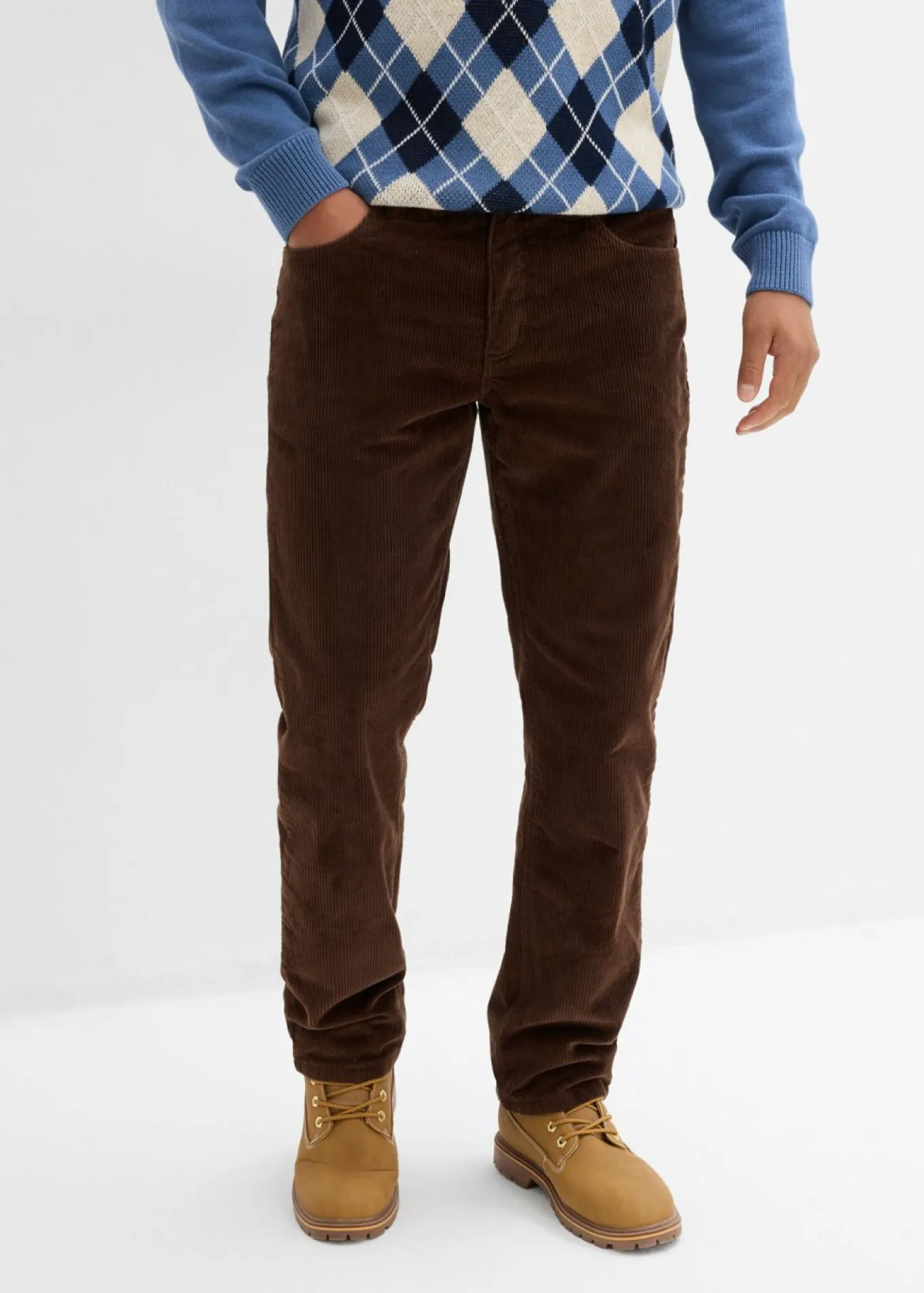 Pantalón térmico de pana con corte informal, forro de franela y diseño recto