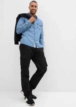 Pantalón térmico tipo cargo, relaxed fit, con forro de franela y cintura cómoda, straight