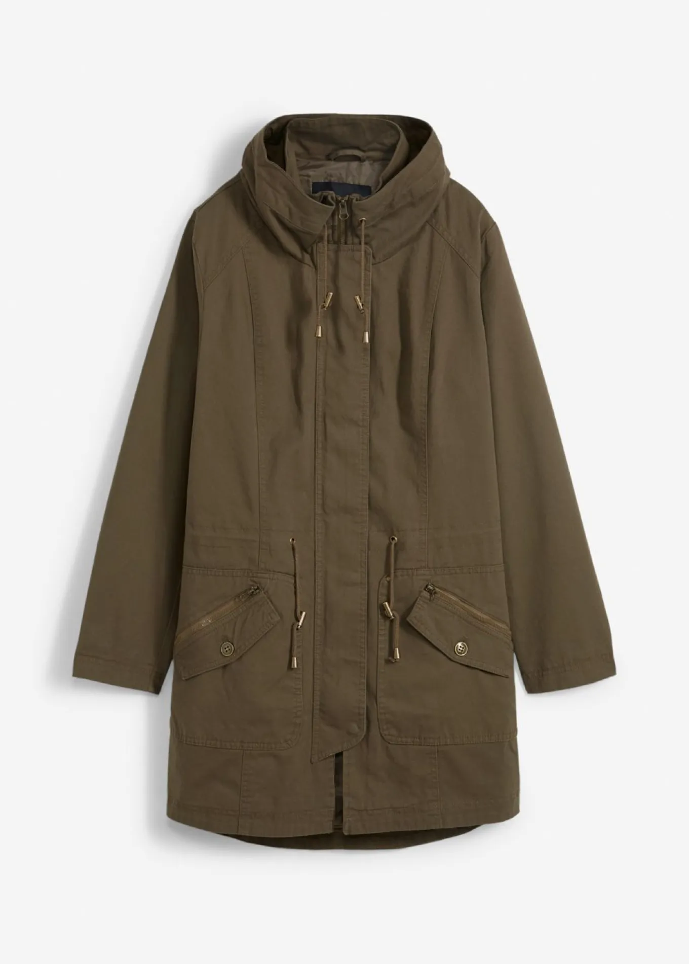 Parka corta de algodón con cuello alto, entallada