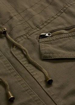 Parka corta de algodón con cuello alto, entallada