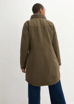 Parka corta de algodón con cuello alto, entallada