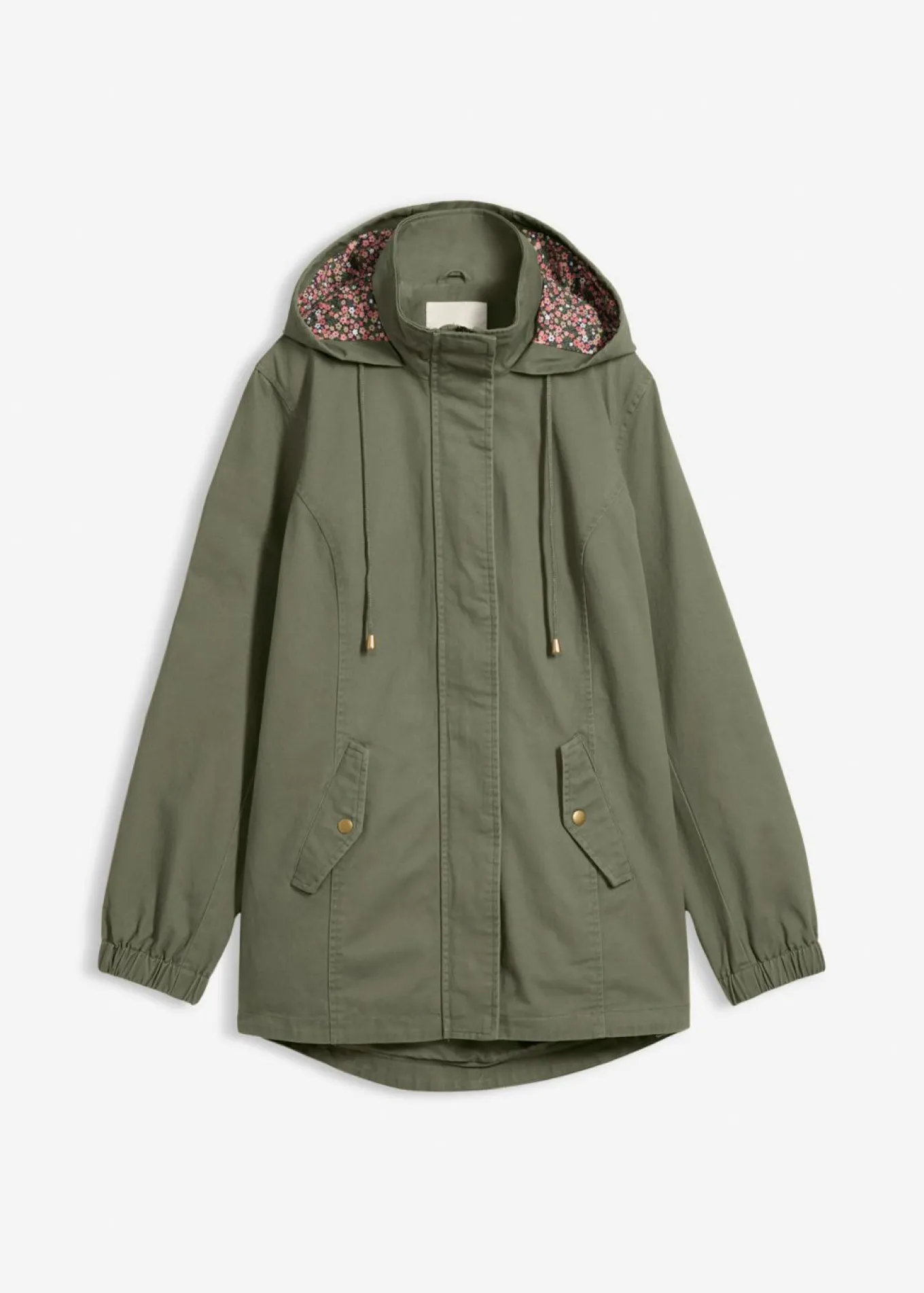 Parka de entretiempo de algodón con capucha estampada