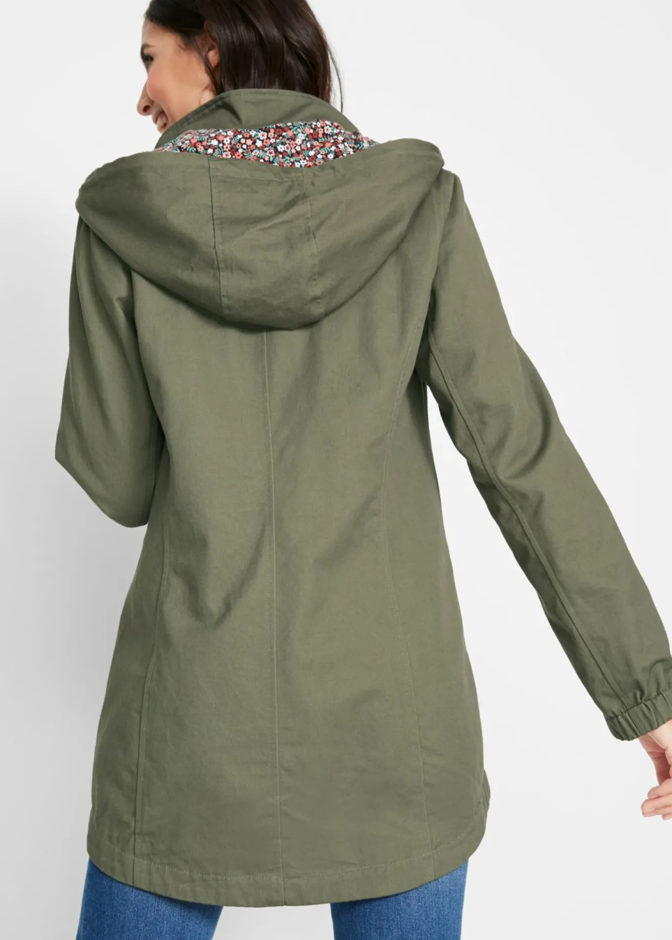 Parka de entretiempo de algodón con capucha estampada