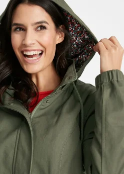 Parka de entretiempo de algodón con capucha estampada