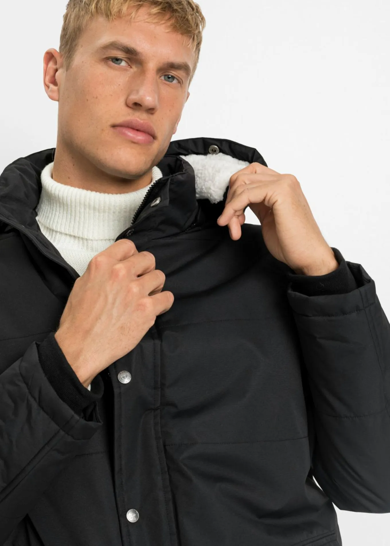 Parka de invierno con forro de peluche y capucha desmontable