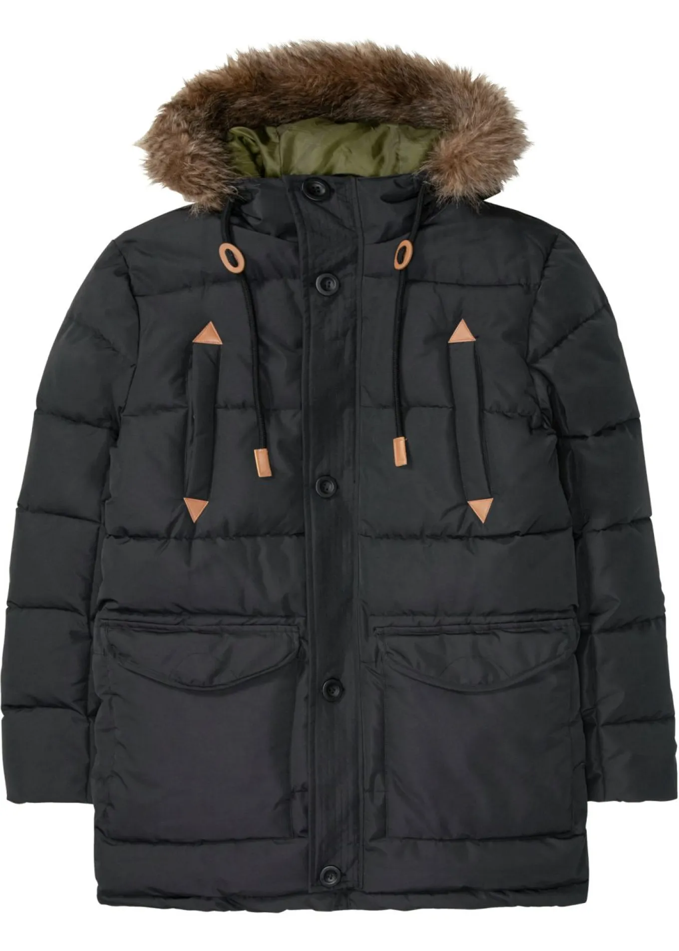 Parka funcional de invierno con capucha de pelo y detalles de piel sintética