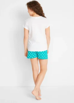 Pijama corto de algodón puro con mangas cortas (4 piezas)