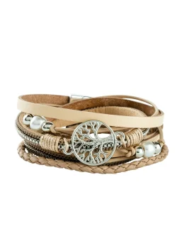 Pulsera cruzada con colgante en forma de árbol de la vida