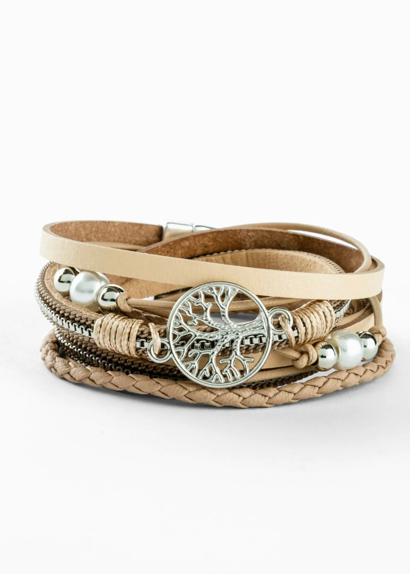 Pulsera cruzada con colgante en forma de árbol de la vida