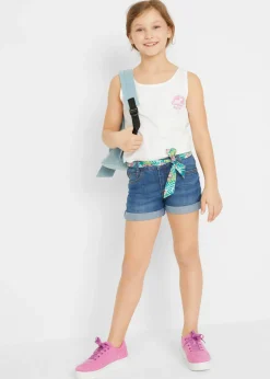 Shorts vaqueros elásticos con cinturón
