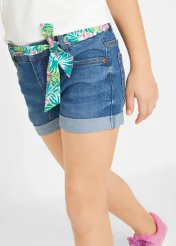 Shorts vaqueros elásticos con cinturón