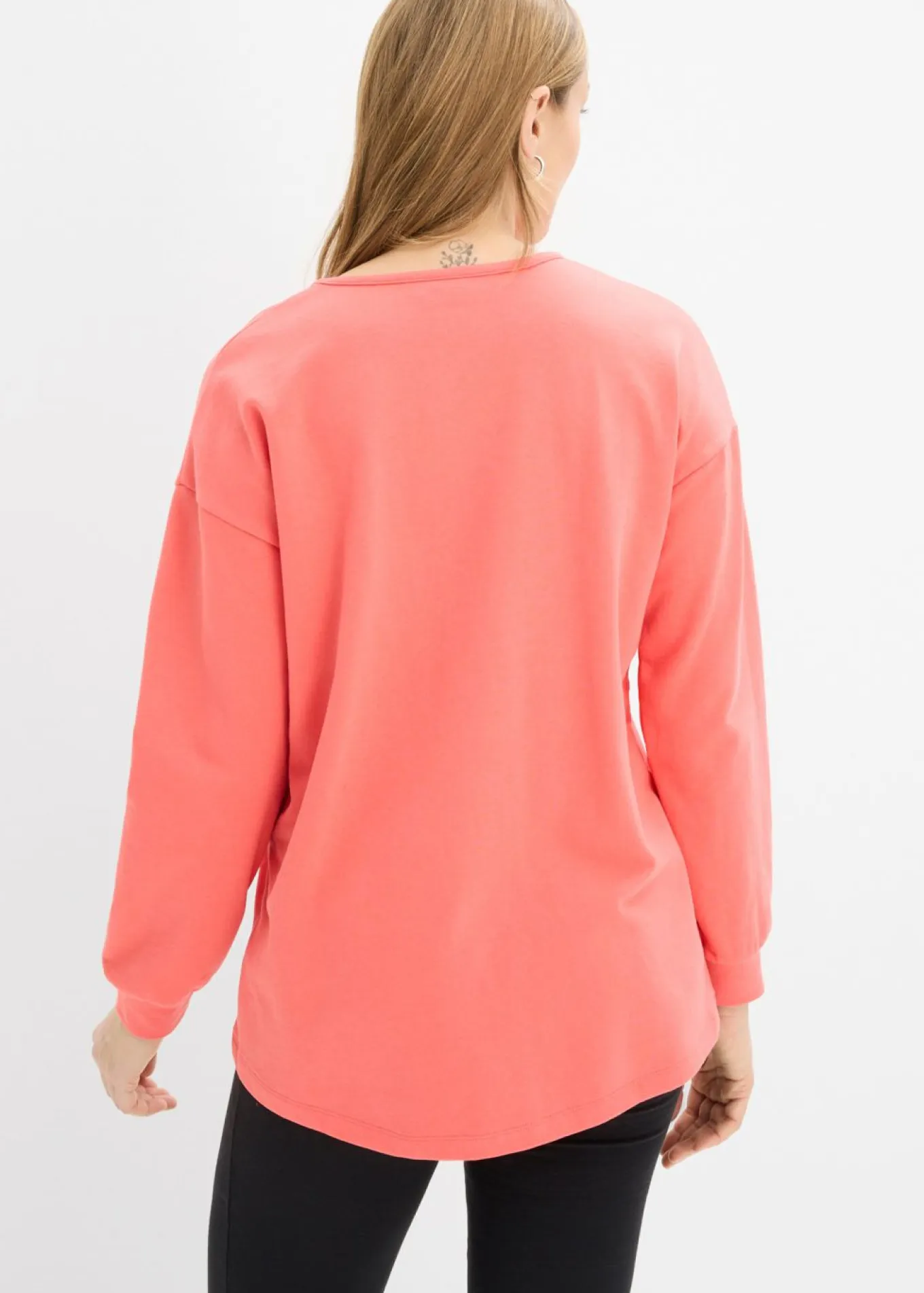 Sudadera de mezcla de algodón con bajo asimétrico