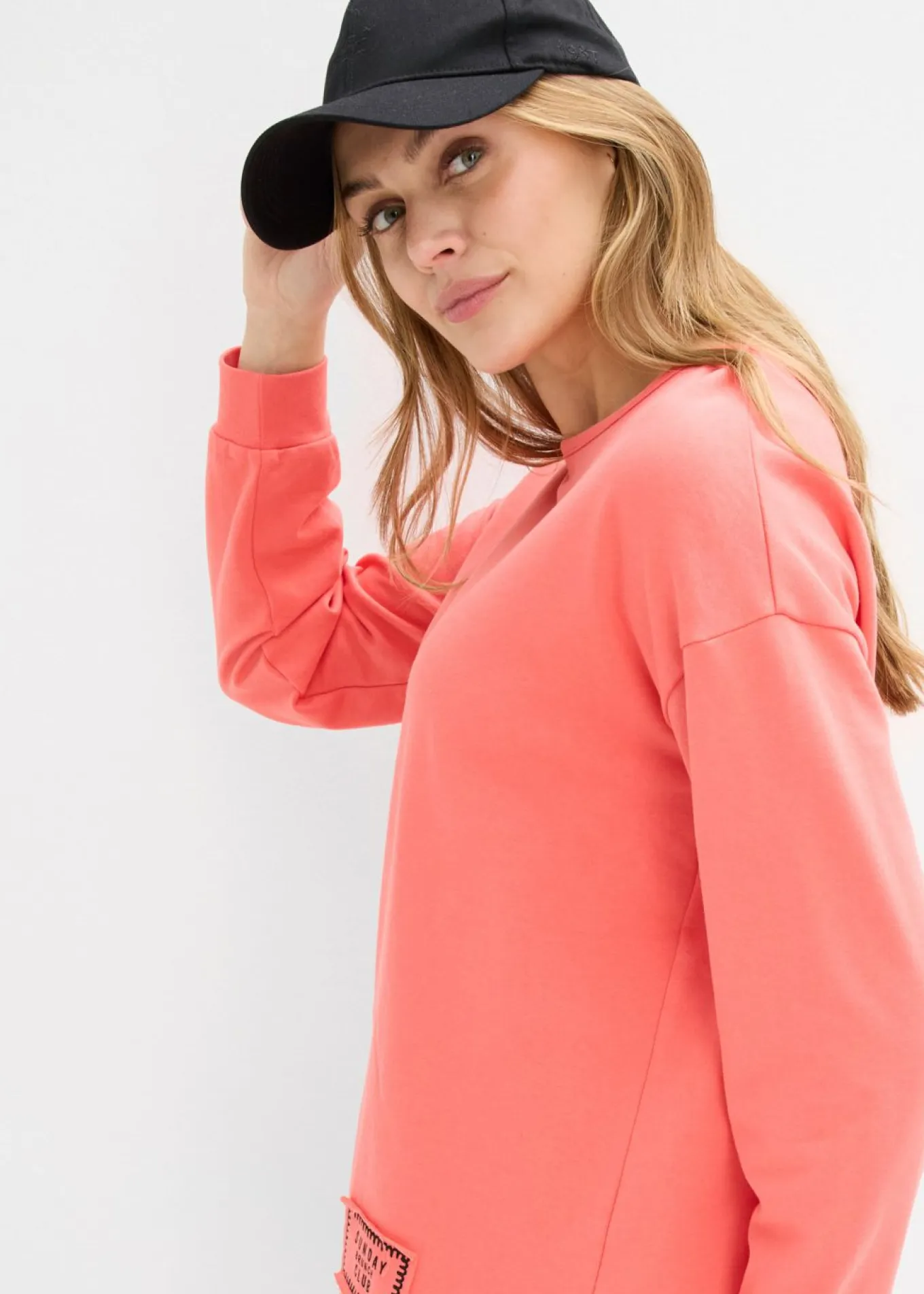 Sudadera de mezcla de algodón con bajo asimétrico