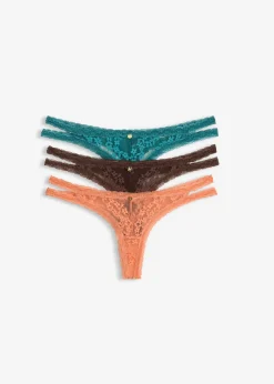 Tanga con encaje de flores (3 unidades)