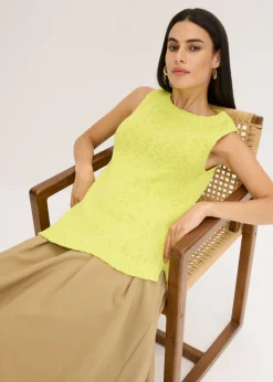 Top de punto de algodón con textura nudosa