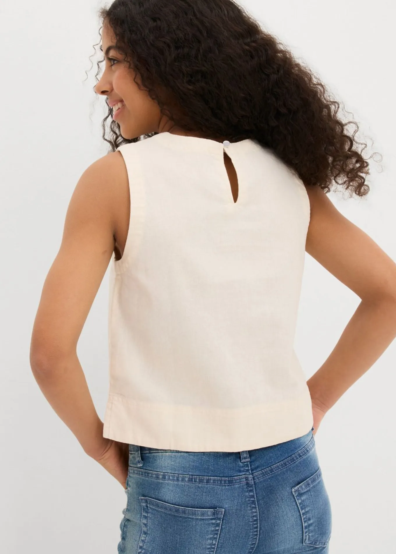 Top tipo blusa de mezcla de lino