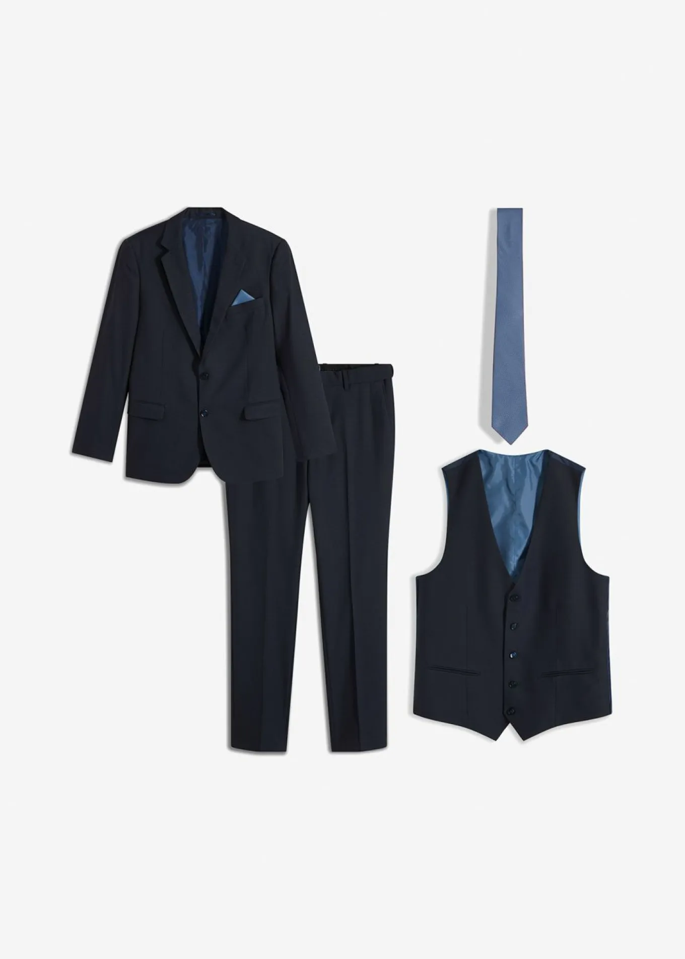 Traje (4 piezas) con chaleco y corbata, slim fit