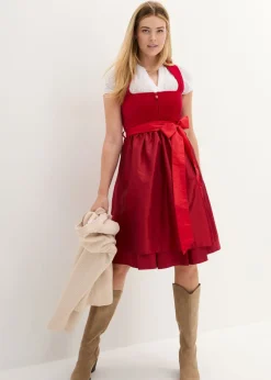 Traje tirolés con corpiño de terciopelo y delantal de satén (2 piezas)