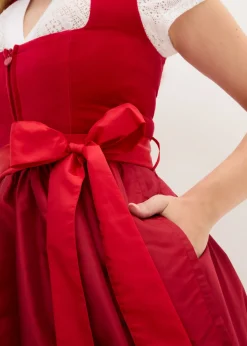 Traje tirolés con corpiño de terciopelo y delantal de satén (2 piezas)