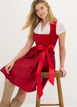 Traje tirolés con corpiño de terciopelo y delantal de satén (2 piezas)