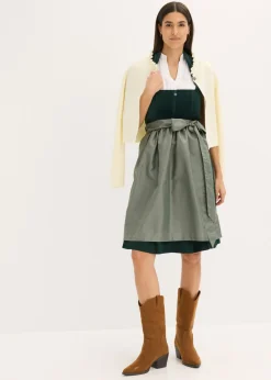 Traje tirolés con corpiño de terciopelo y delantal de satén (2 piezas)