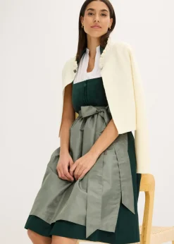 Traje tirolés con corpiño de terciopelo y delantal de satén (2 piezas)