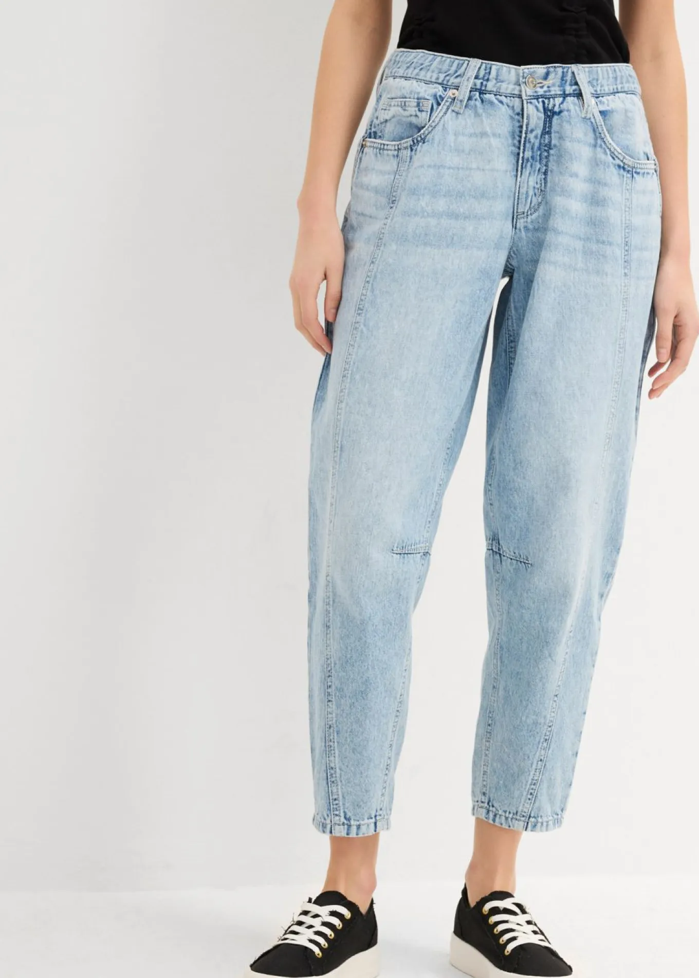 Vaqueros barrel, mid waist, low stretch, cropped