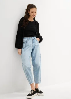 Vaqueros barrel, mid waist, low stretch, cropped
