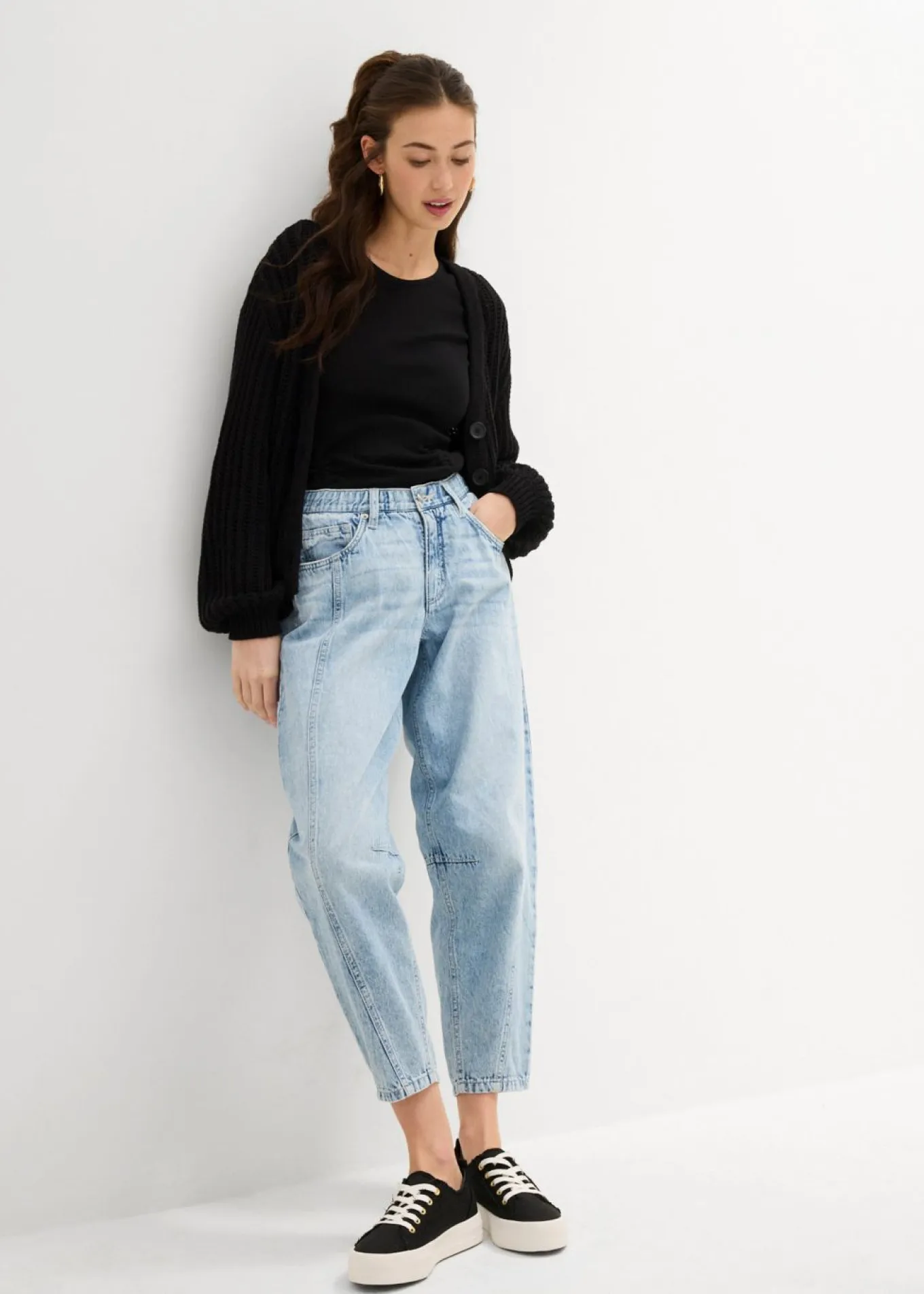 Vaqueros barrel, mid waist, low stretch, cropped