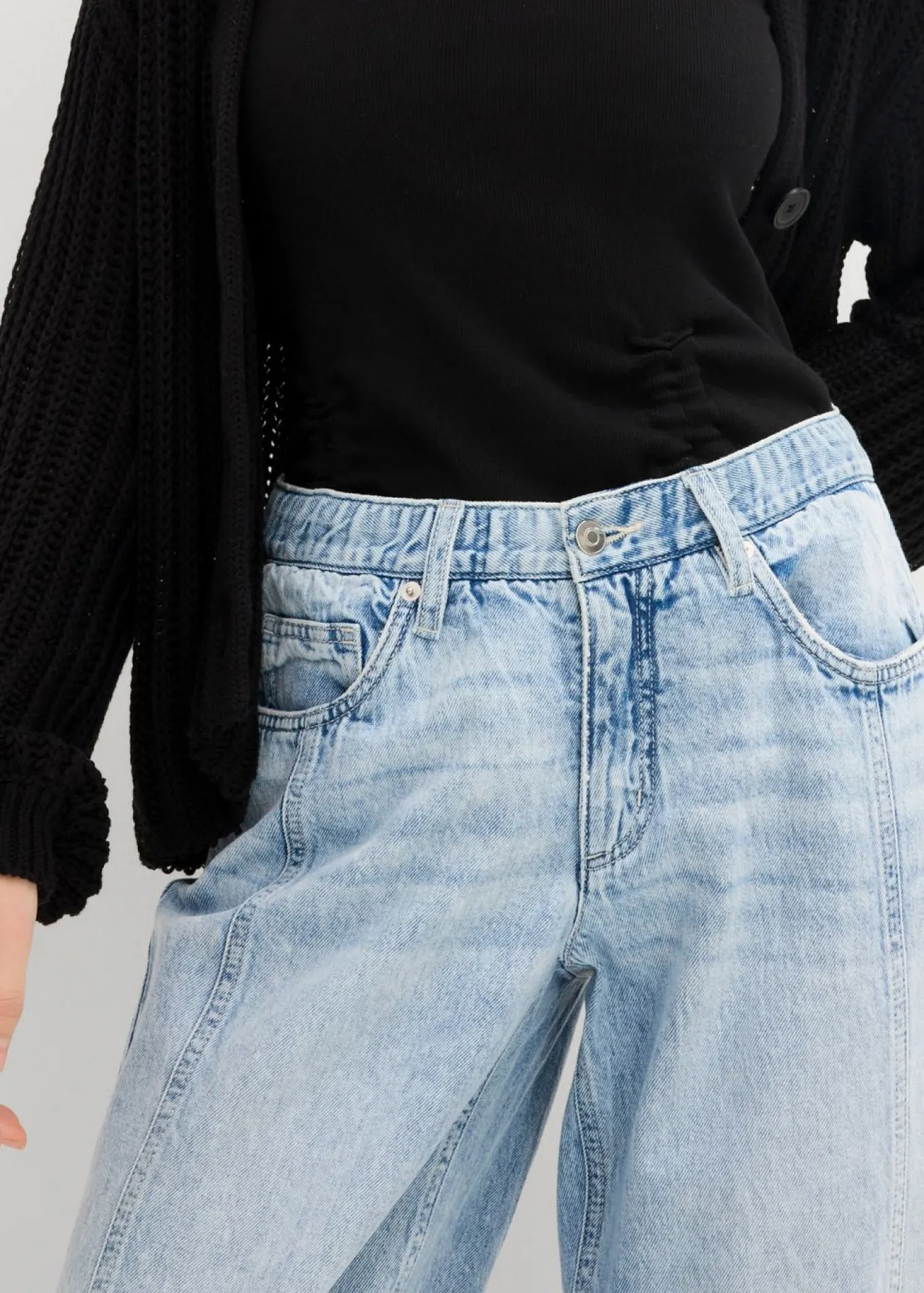 Vaqueros barrel, mid waist, low stretch, cropped