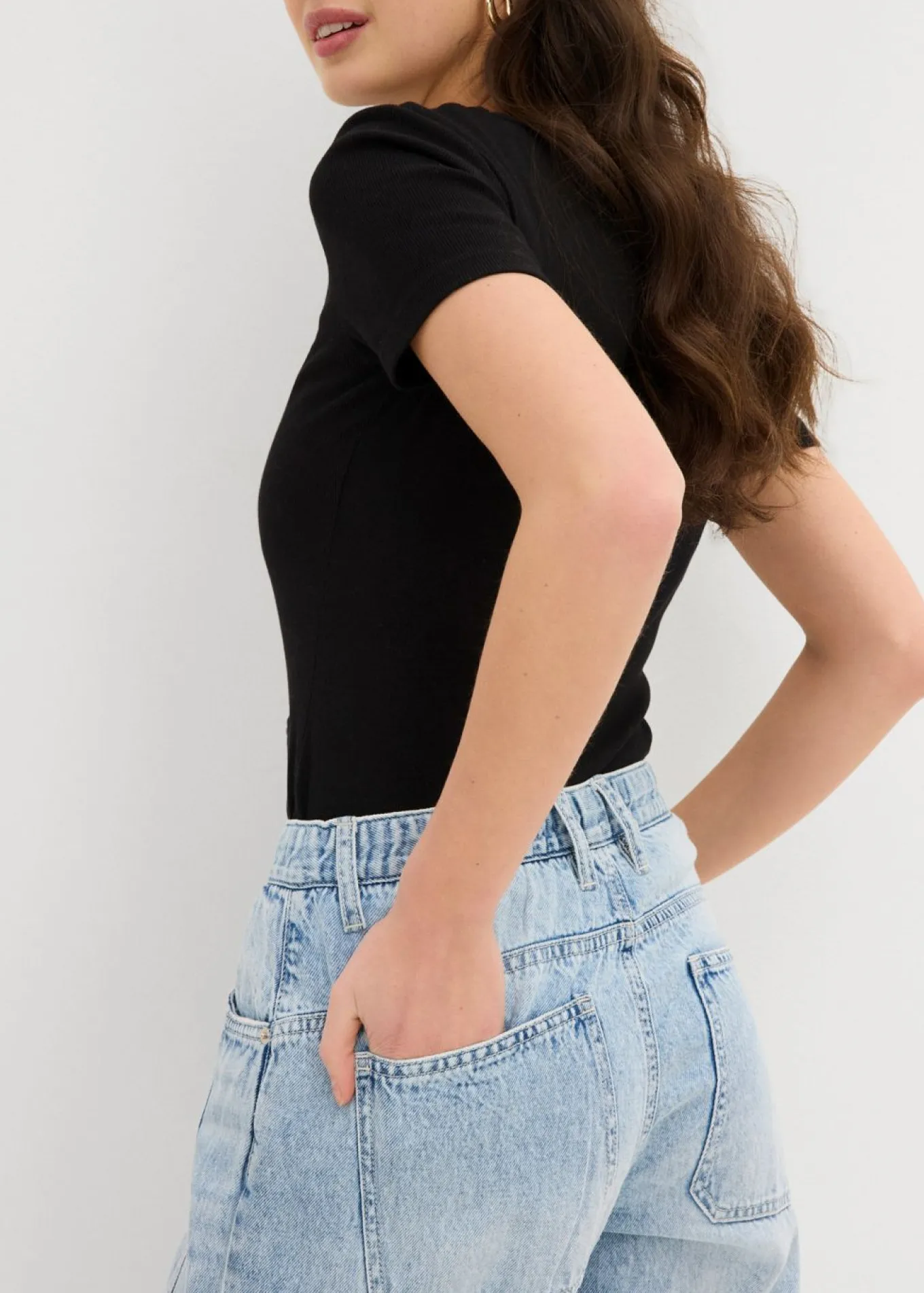 Vaqueros barrel, mid waist, low stretch, cropped