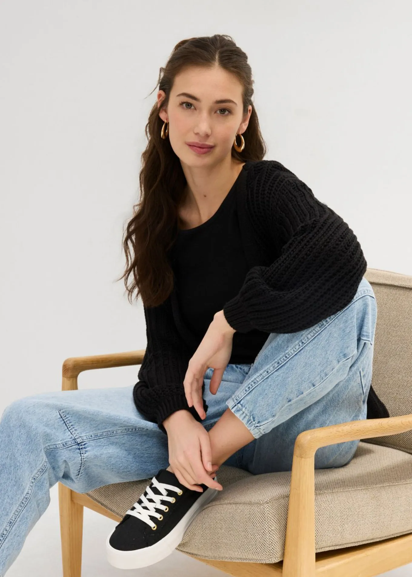 Vaqueros barrel, mid waist, low stretch, cropped