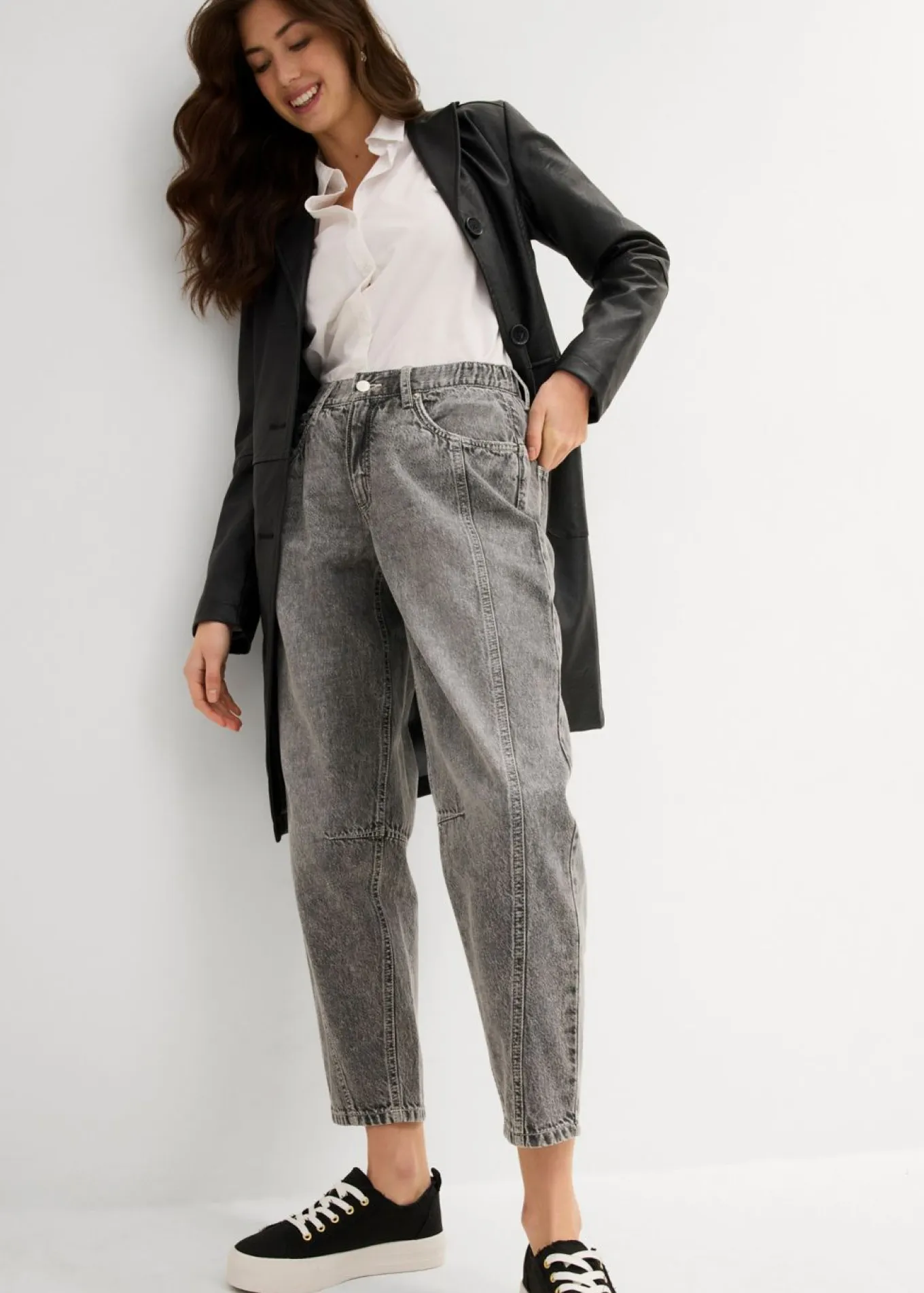 Vaqueros barrel, mid waist, low stretch, cropped