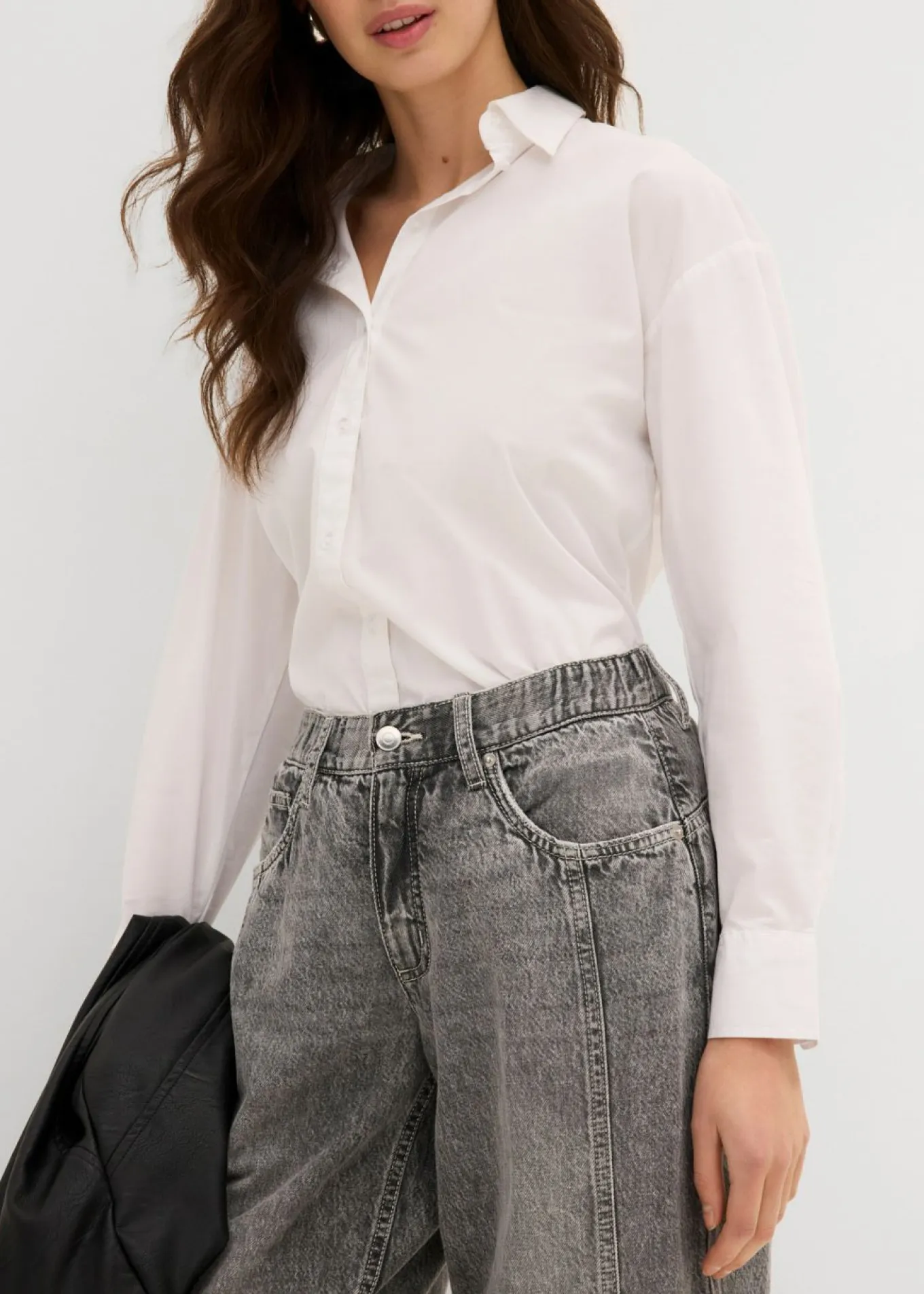 Vaqueros barrel, mid waist, low stretch, cropped