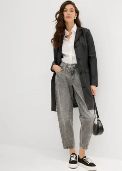 Vaqueros barrel, mid waist, low stretch, cropped