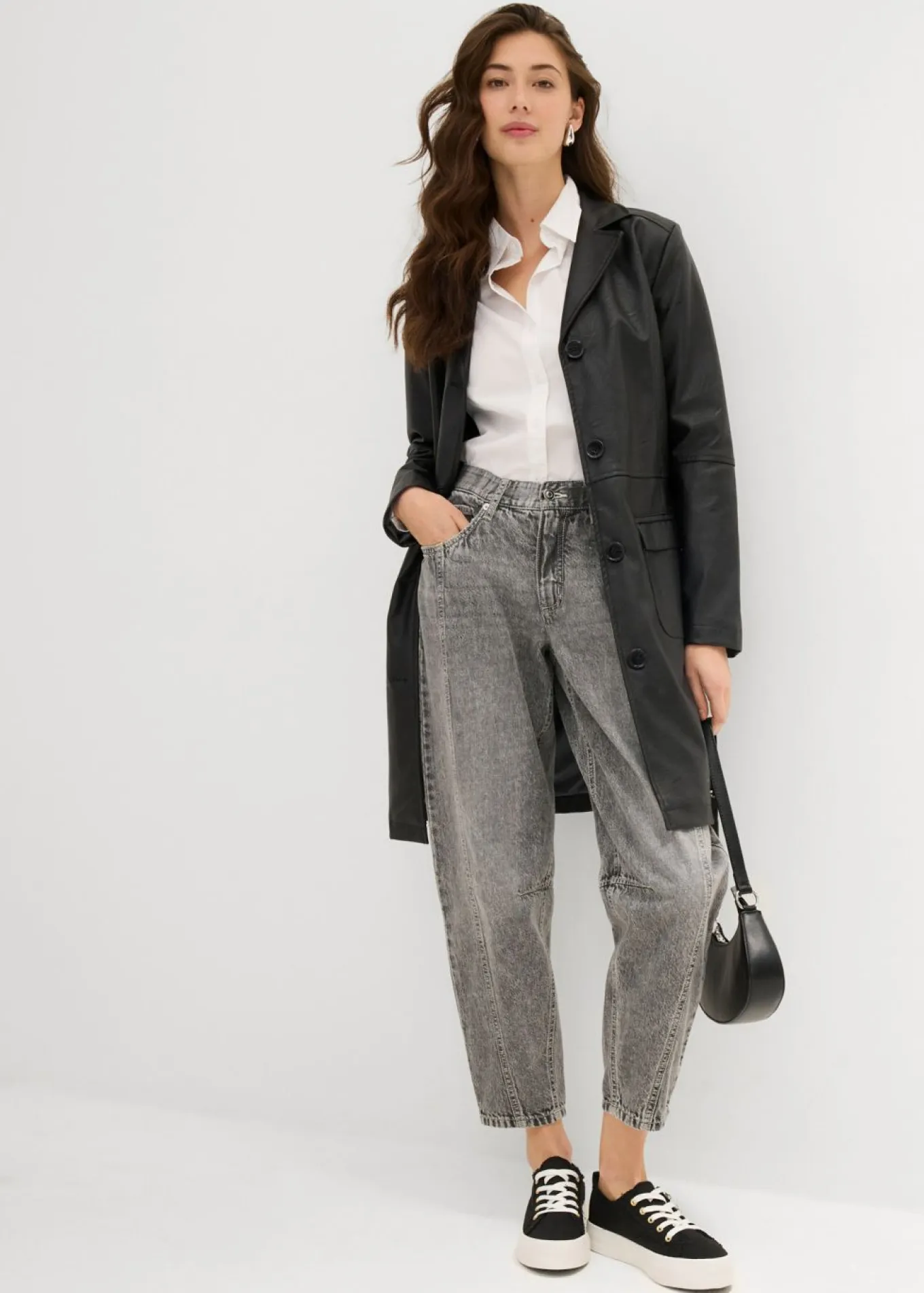 Vaqueros barrel, mid waist, low stretch, cropped