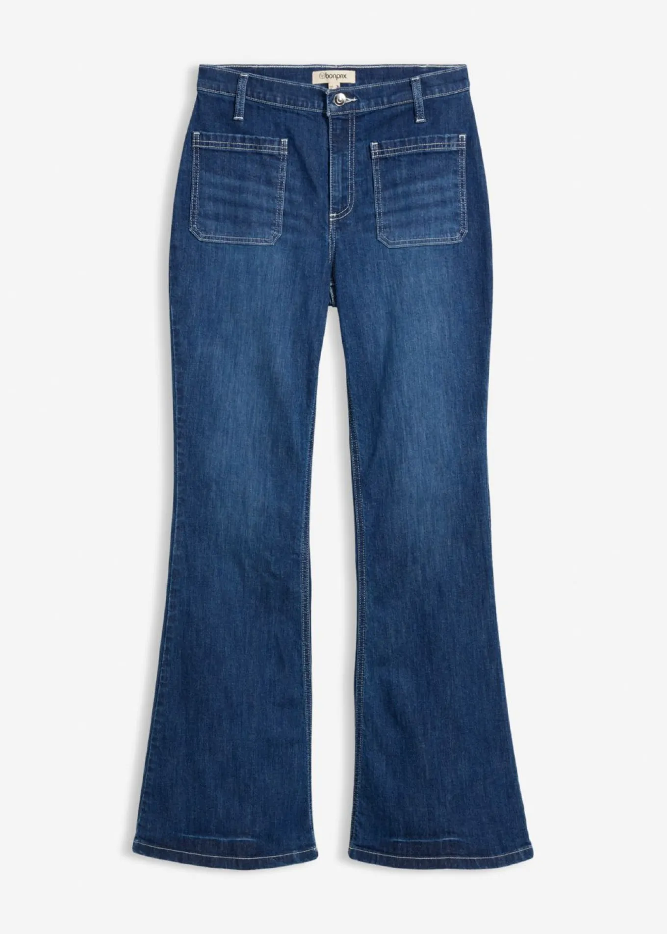 Vaqueros bootcut, high waist, largo completo y elásticos