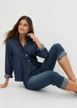 Vaqueros de algodón con talle medio y corte slim