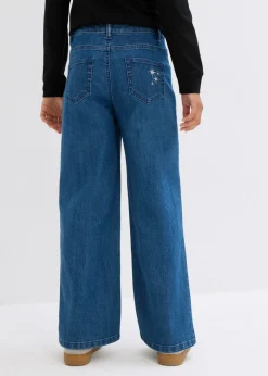 Vaqueros de niña con bordado, wide leg