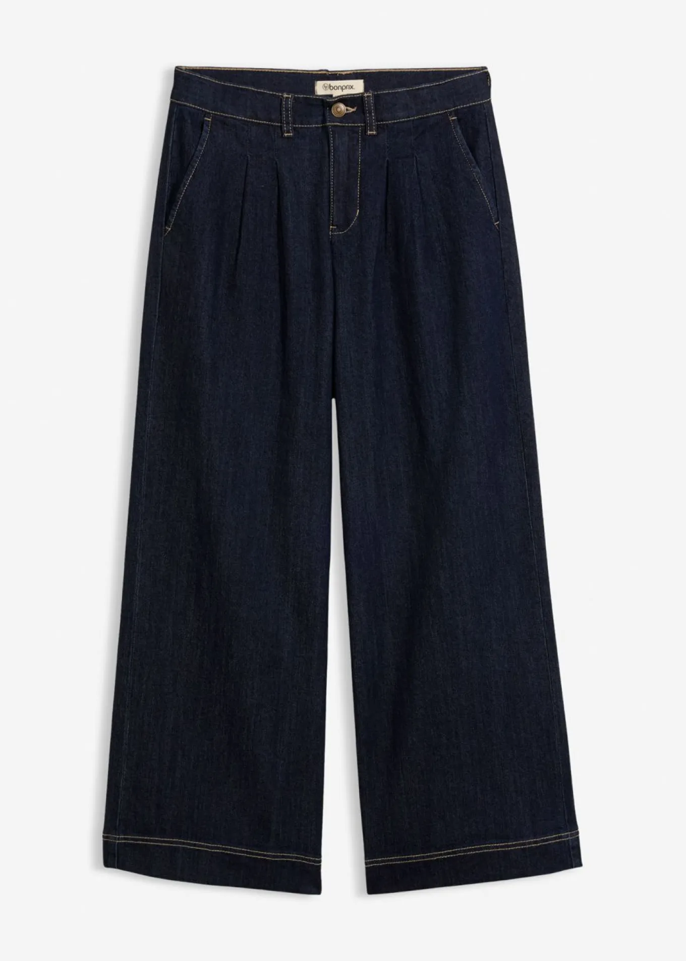 Vaqueros de pernera ancha, high waist, cintura cómoda